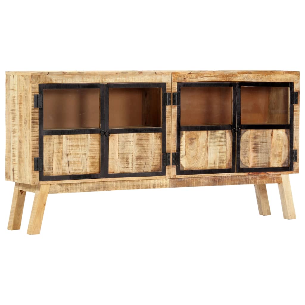 Sideboard Brown and Black 160x30x80 cm Solid Rough Mango Wood - OLBRIT