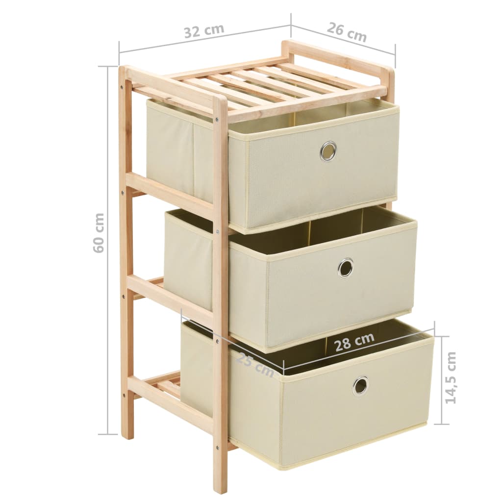 Storage Racks with 3 Fabric Baskets 2 pcs Beige Cedar Wood - OLBRIT