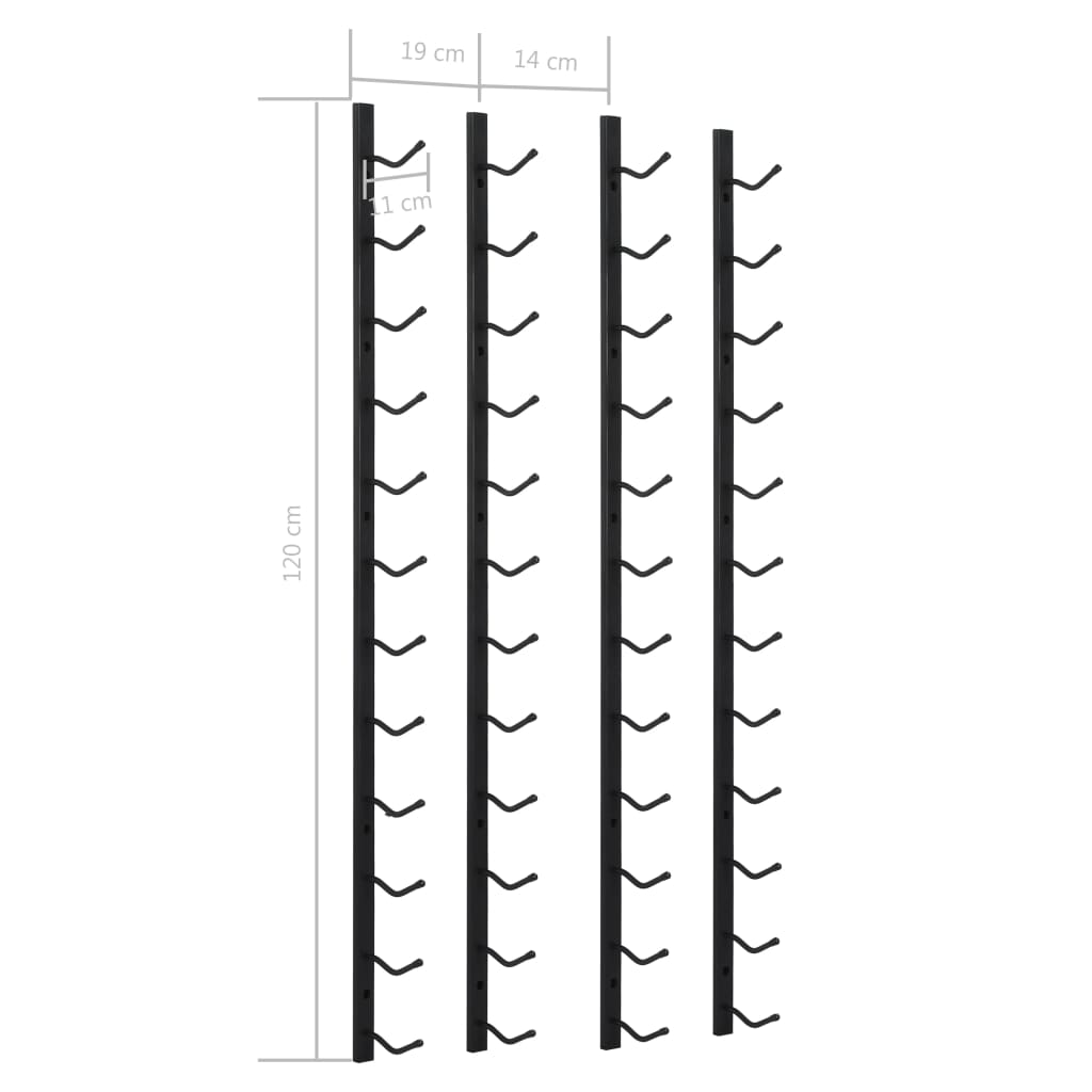 vidaXL Wall Mounted Wine Racks for 12 Bottles 2 pcs Black Iron - OLBRIT