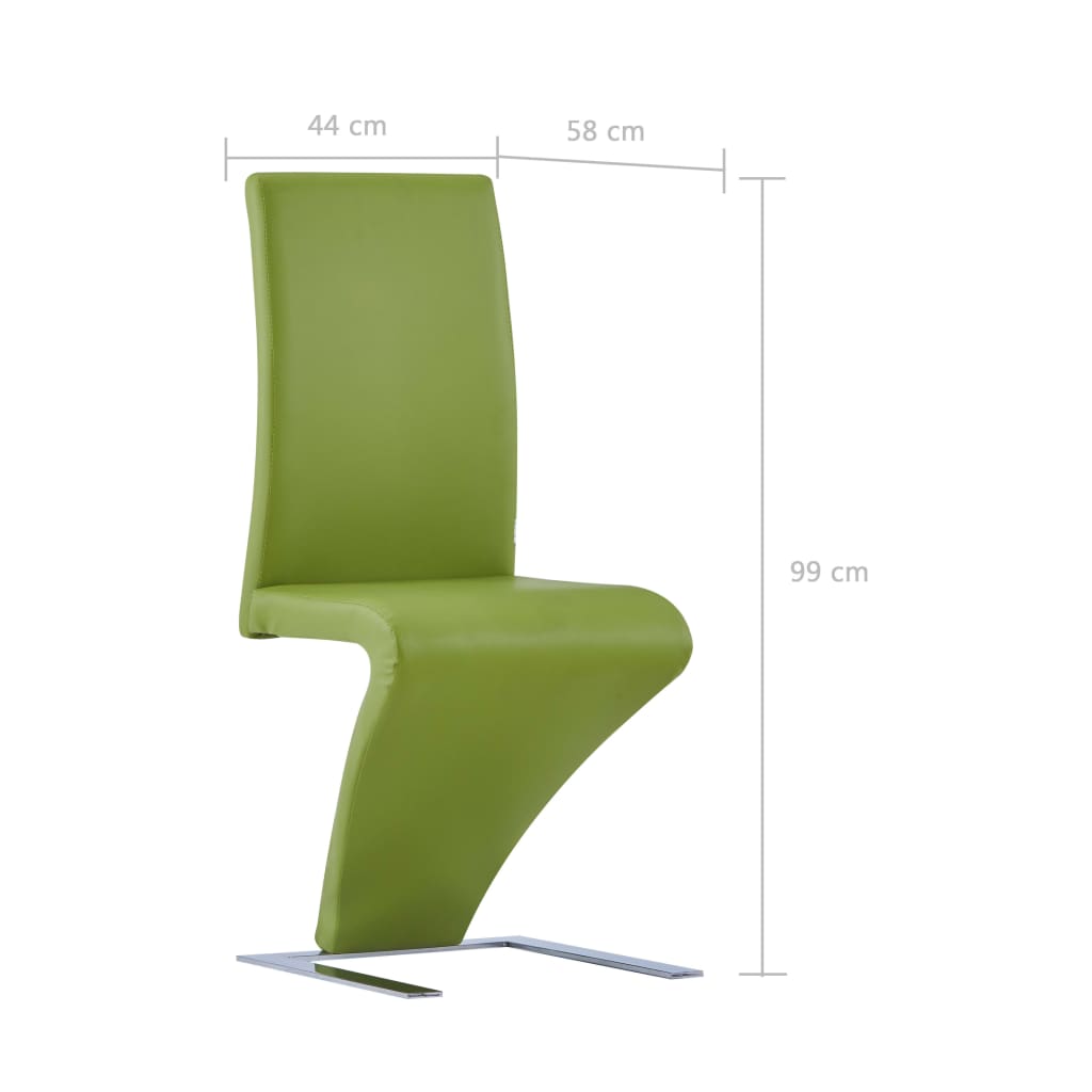 Dining Chairs with Zigzag Shape 2 pcs Green Faux Leather - OLBRIT