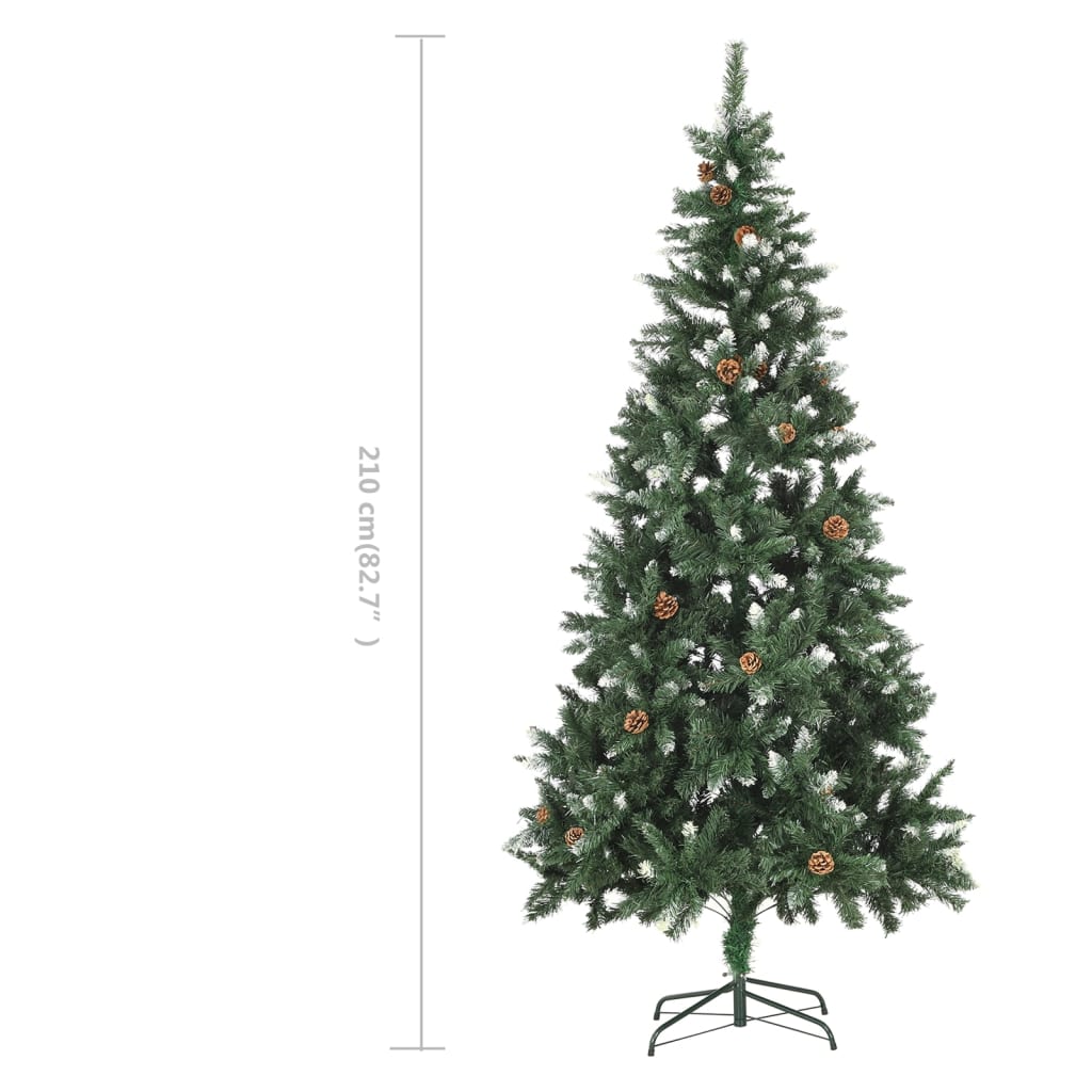 Artificial Christmas Tree with Pine Cones and White Glitter 210 cm - OLBRIT