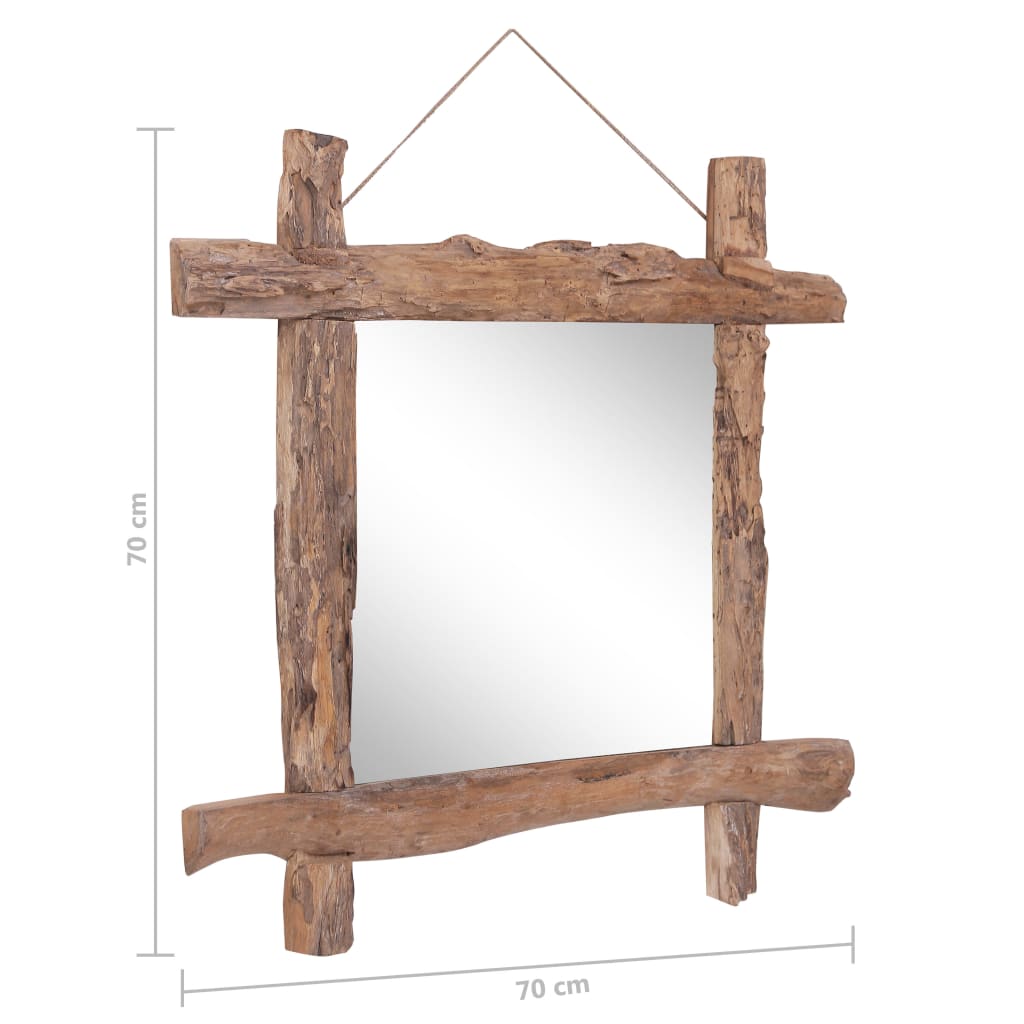 Log Mirror Natural 70x70 cm Solid Reclaimed Wood - OLBRIT