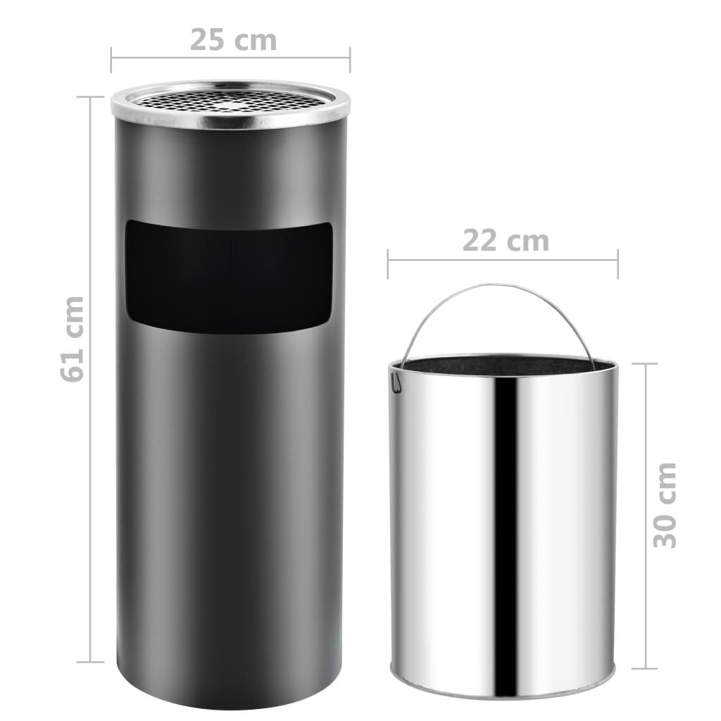 Ashtray Dustbin Hotel 30 L Steel Grey - OLBRIT
