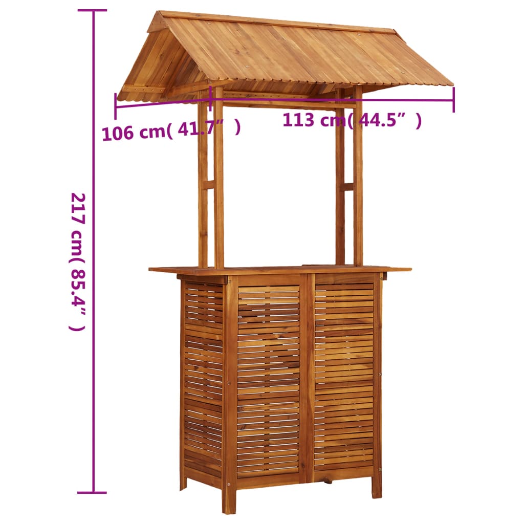 Outdoor Bar Table with Rooftop 113x106x217 cm Solid Acacia Wood - OLBRIT