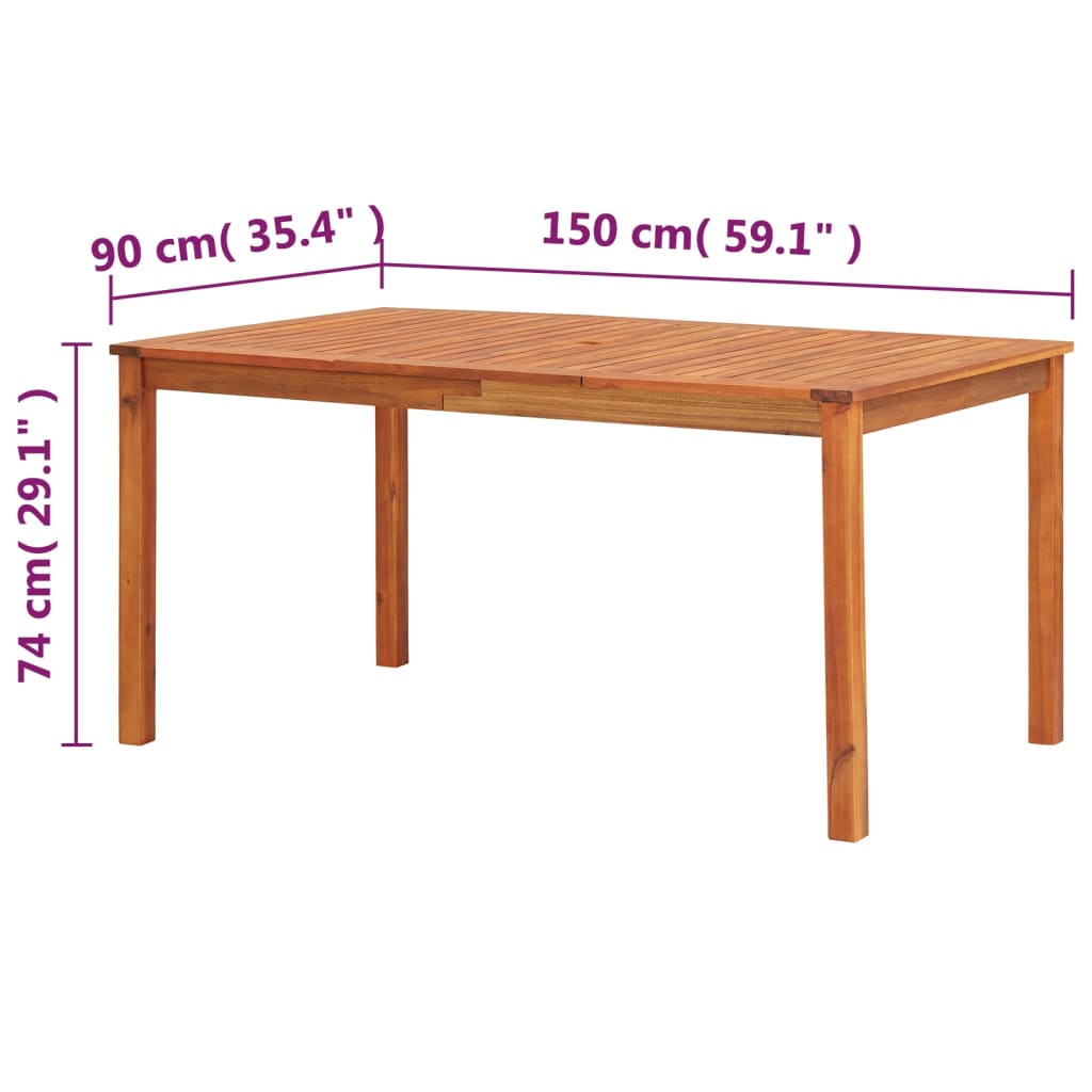 Garden Table 150x90x74 cm Solid Acacia Wood - OLBRIT
