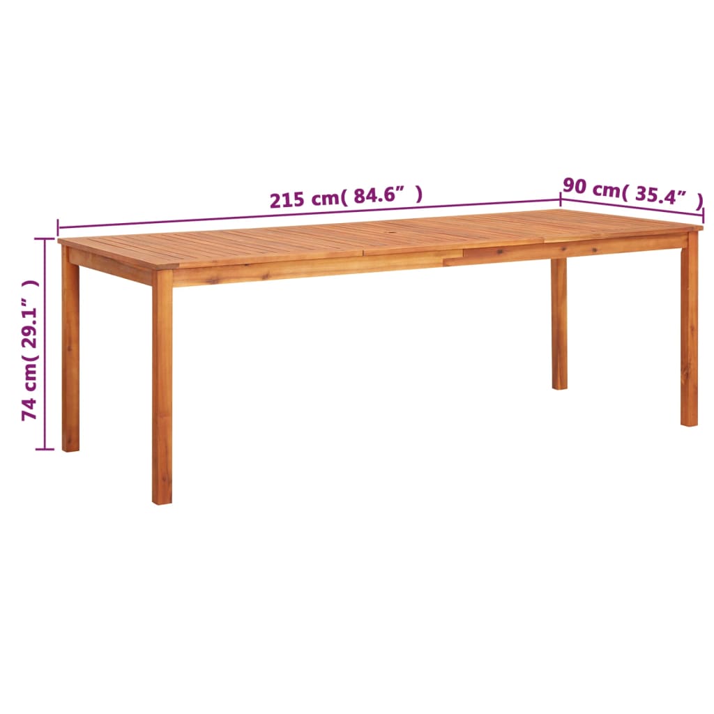 Garden Table 215x90x74 cm Solid Acacia Wood - OLBRIT