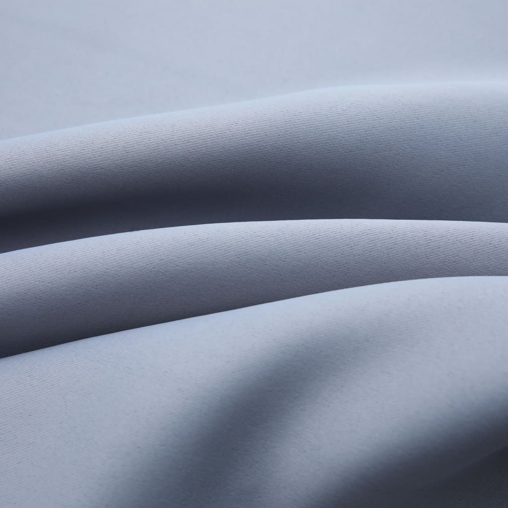 Blackout Curtains with Metal Rings 2 pcs Grey 140x175 cm - OLBRIT