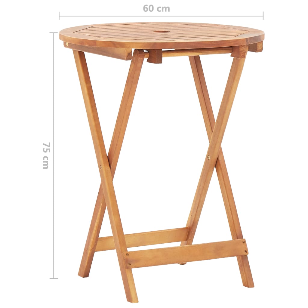 Folding Garden Table 60x75 cm Solid Acacia Wood - OLBRIT