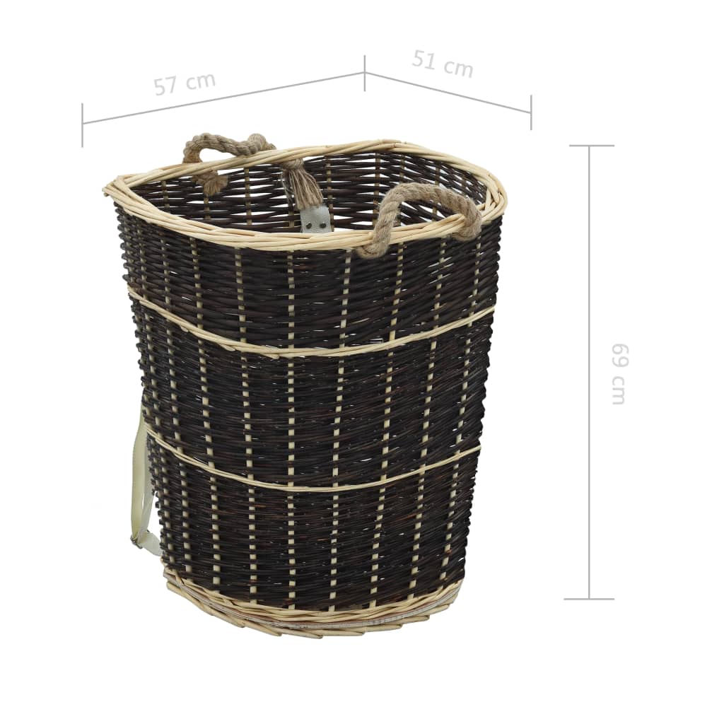 Firewood Backpack with Carrying Belts 57x51x69 cm Natural Willow - OLBRIT