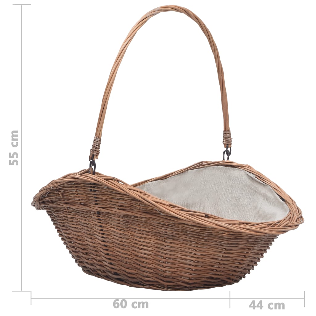 Firewood Basket with Handle 60x44x55 cm Natural Willow - OLBRIT