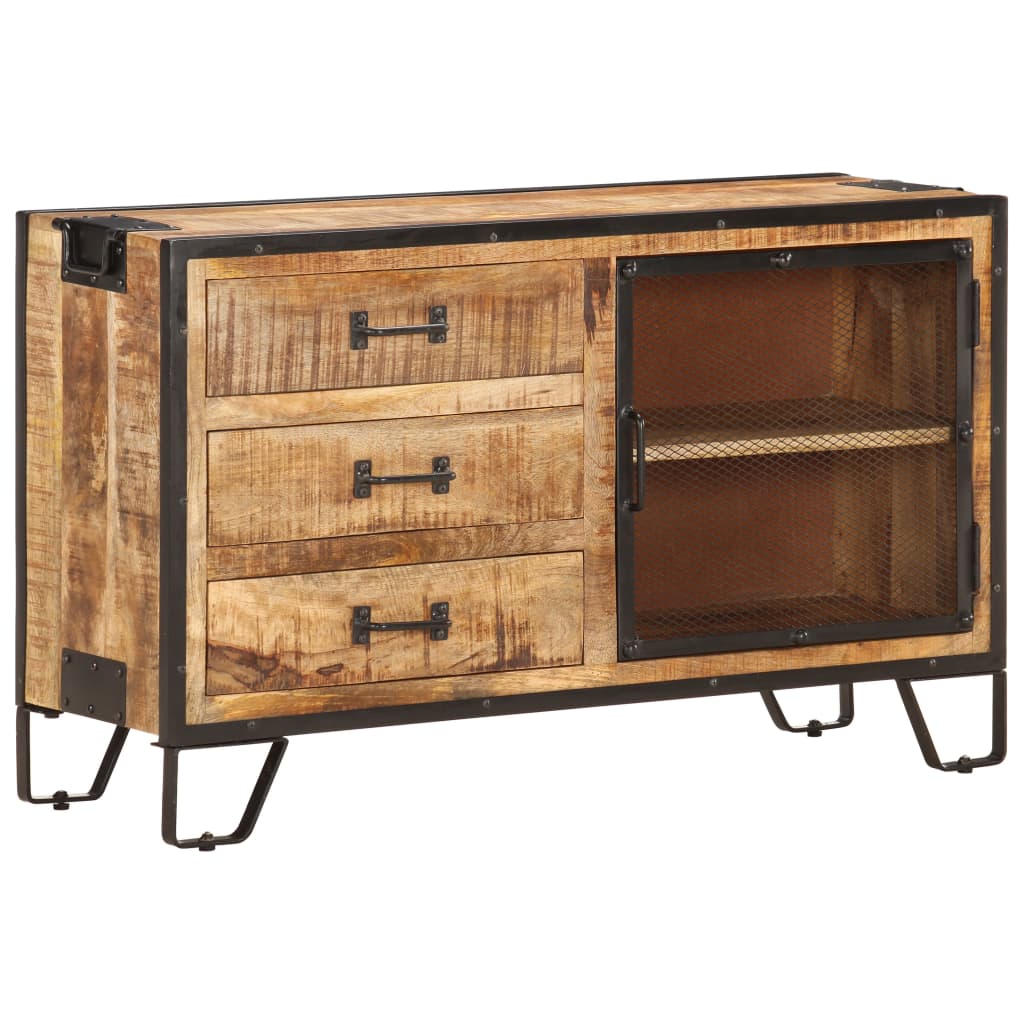 Sideboard 100x31x60 cm Solid Rough Mango Wood - OLBRIT