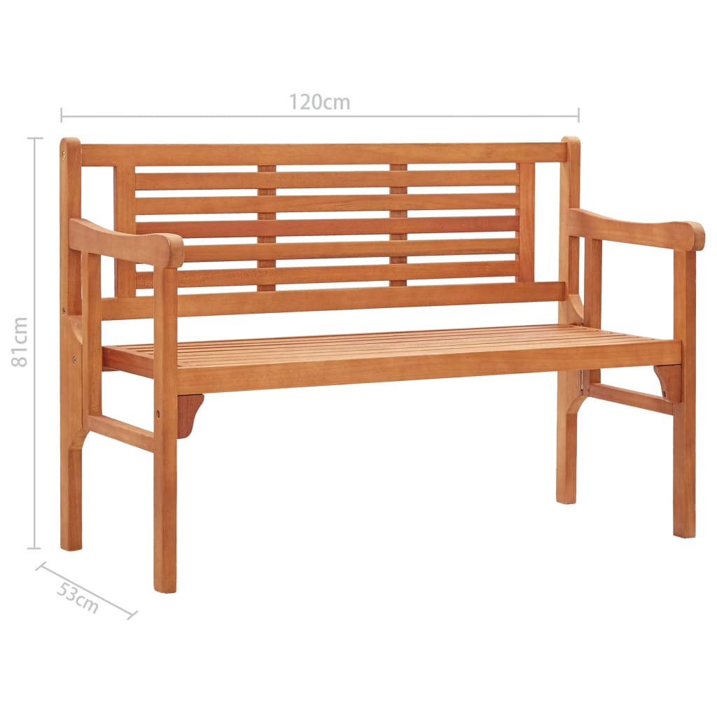 Foldable Garden Bench 120 cm Solid Eucalyptus Wood - OLBRIT