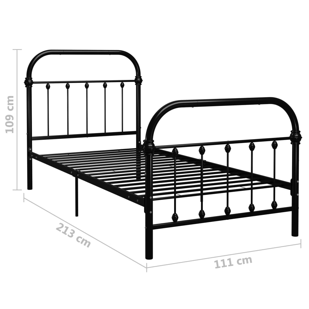 Bed Frame Black Metal 100x200 cm - OLBRIT
