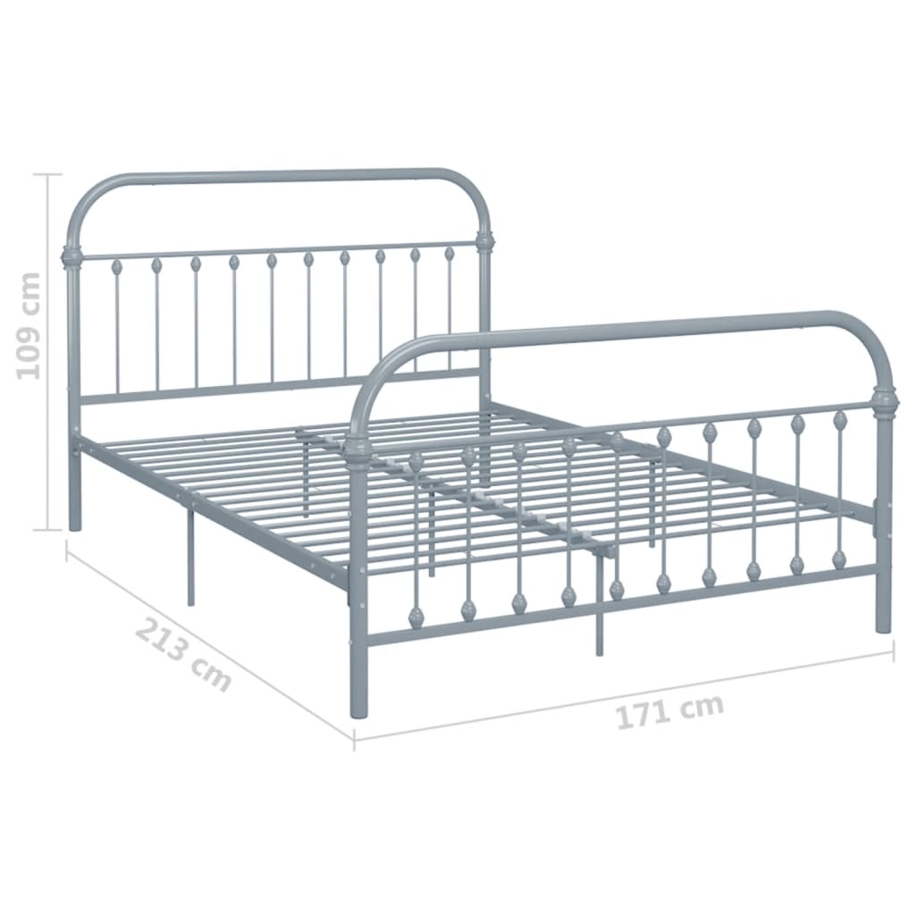 Bed Frame Grey Metal 160x200 cm - OLBRIT