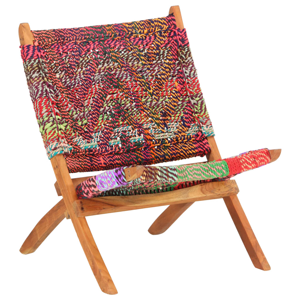 Folding Chindi Chair Multicolours Fabric - OLBRIT