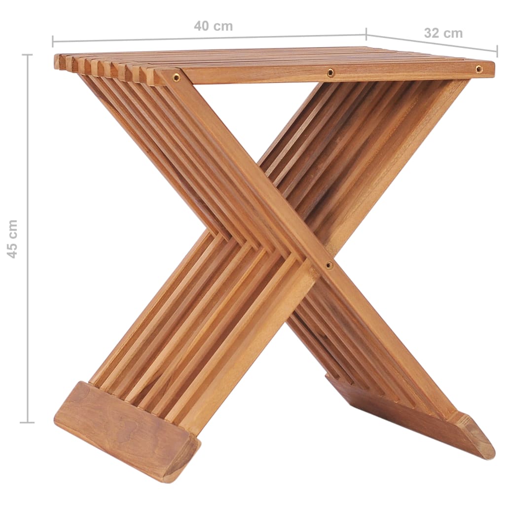 Folding Stool 40x32x45 cm Solid Teak Wood - OLBRIT