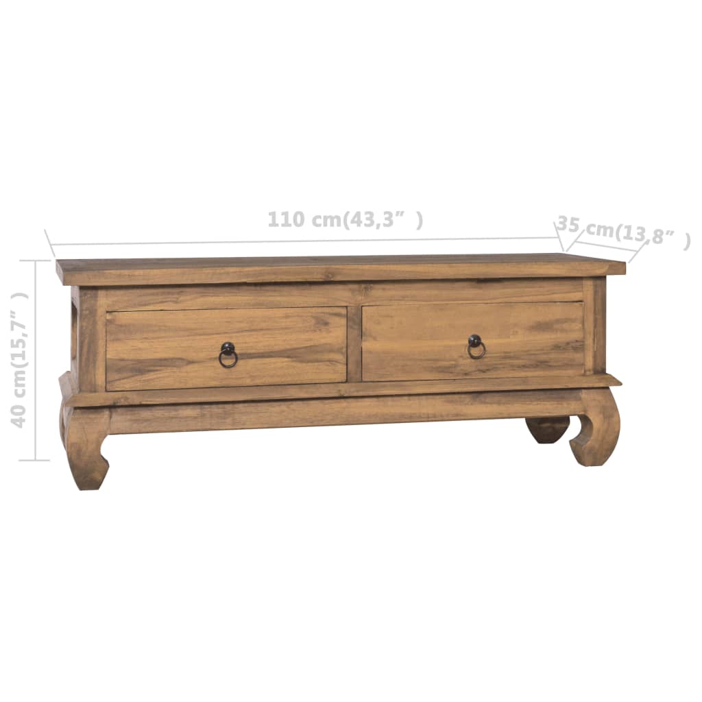 TV Cabinet 110x35x40 cm Solid Teak Wood - OLBRIT