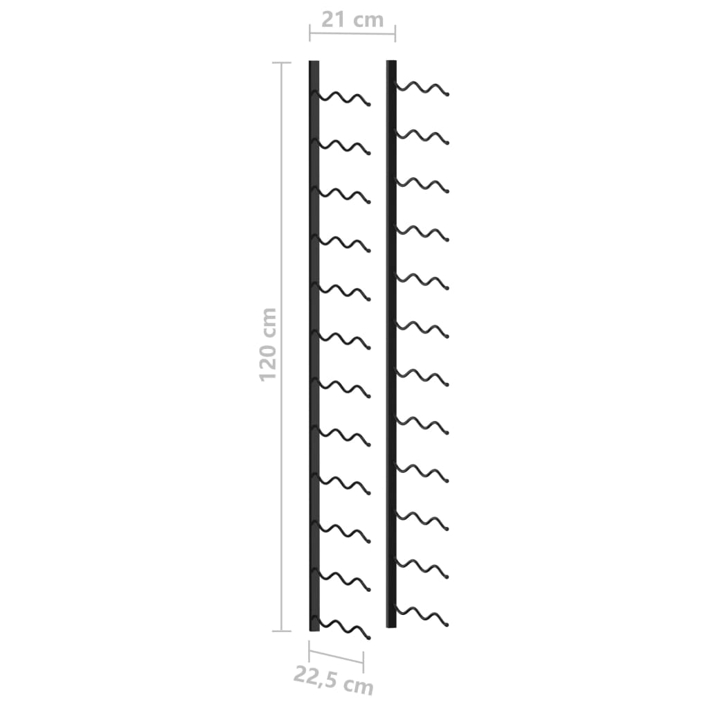 Wall-mounted Wine Rack for 24 Bottles Black Iron - OLBRIT