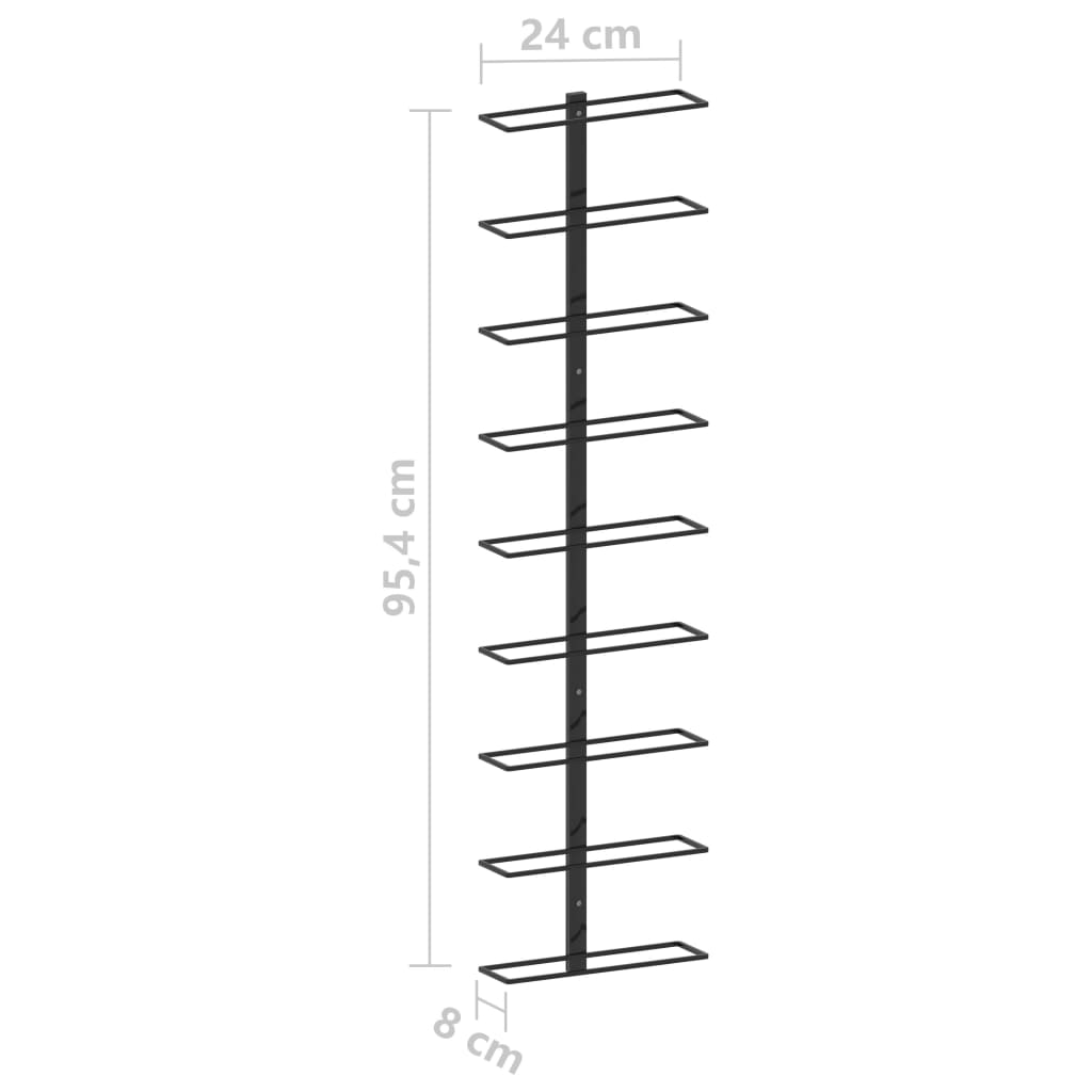 Wall-mounted Wine Rack for 9 Bottles Black Iron - OLBRIT
