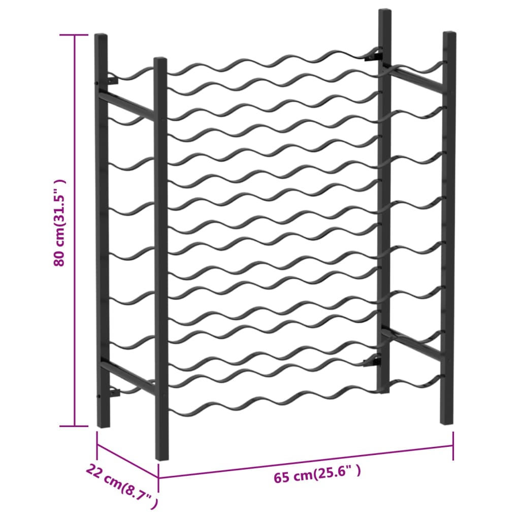 Wine Rack for 48 Bottles Black Metal - OLBRIT