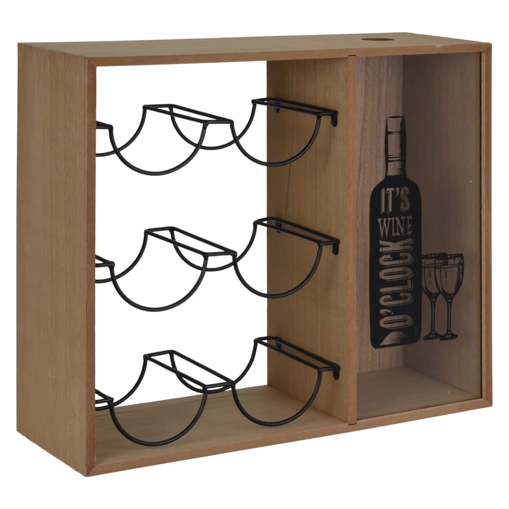 Wine Rack for 6 Bottles Metal Brown and Black - OLBRIT