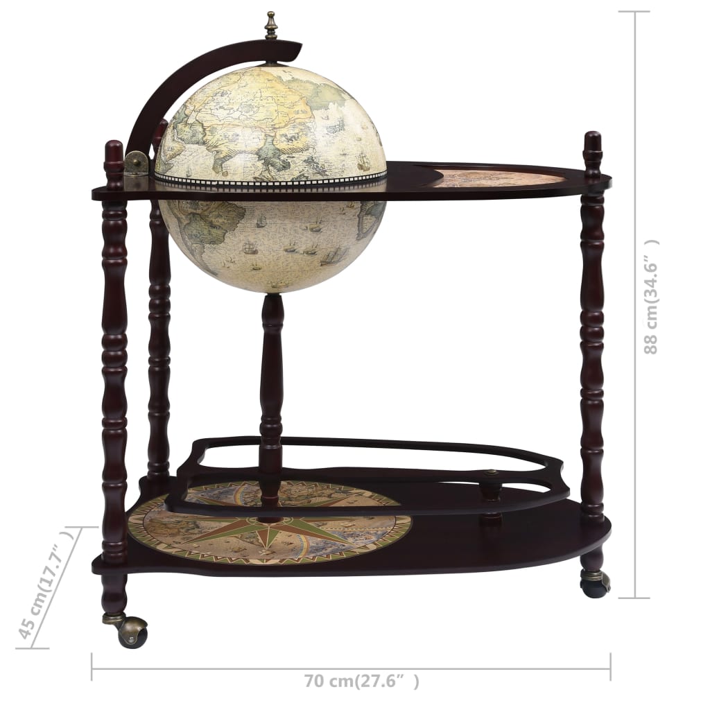 Freestanding Globe Bar Wind Stand Eucalyptus Wood Green - OLBRIT