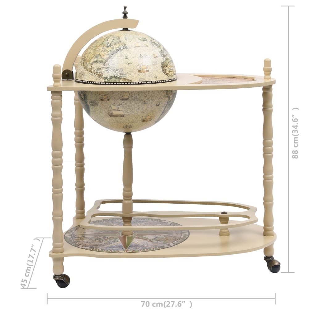 Freestanding Globe Bar Wind Stand Eucalyptus Wood Green - OLBRIT