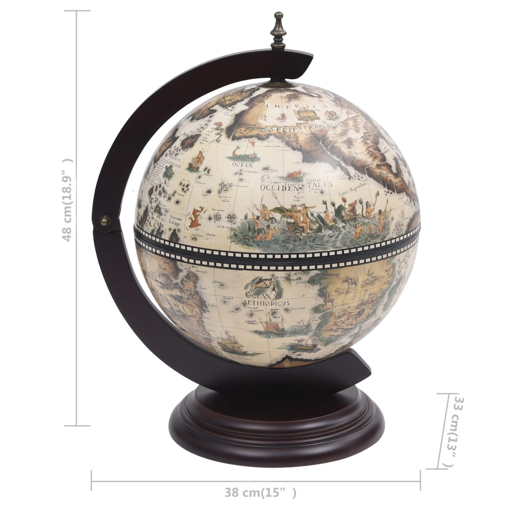 Tabletop Globe Bar Wine Stand Eucalyptus Wood White - OLBRIT