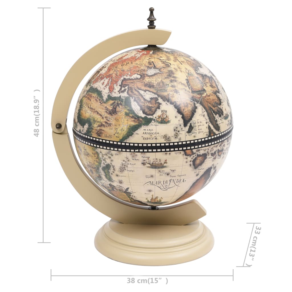 Tabletop Globe Bar Wine Stand Eucalyptus Wood White - OLBRIT