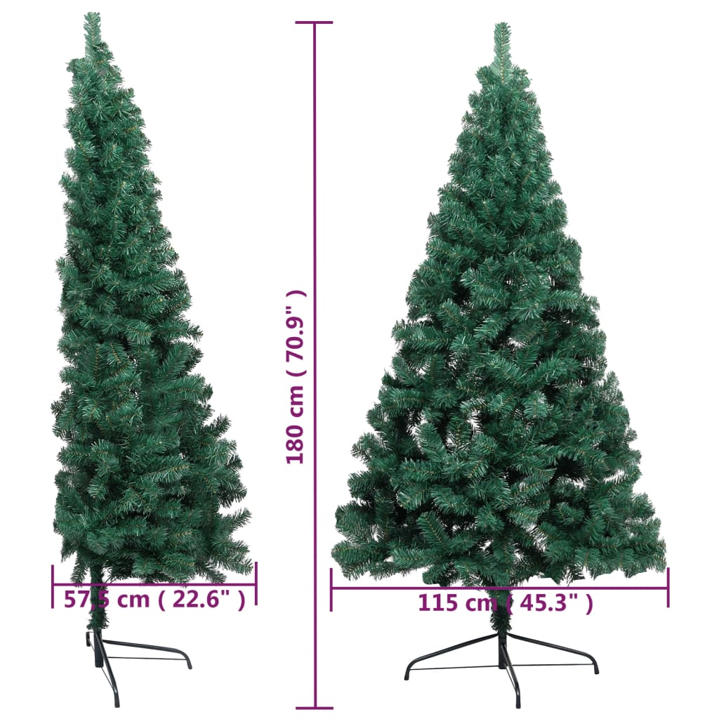 Artificial Half Christmas Tree with Stand Green 210 cm PVC - OLBRIT