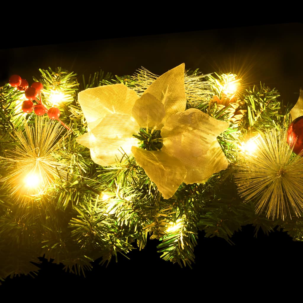 Christmas Wreath with LED Lights Green 60 cm PVC - OLBRIT