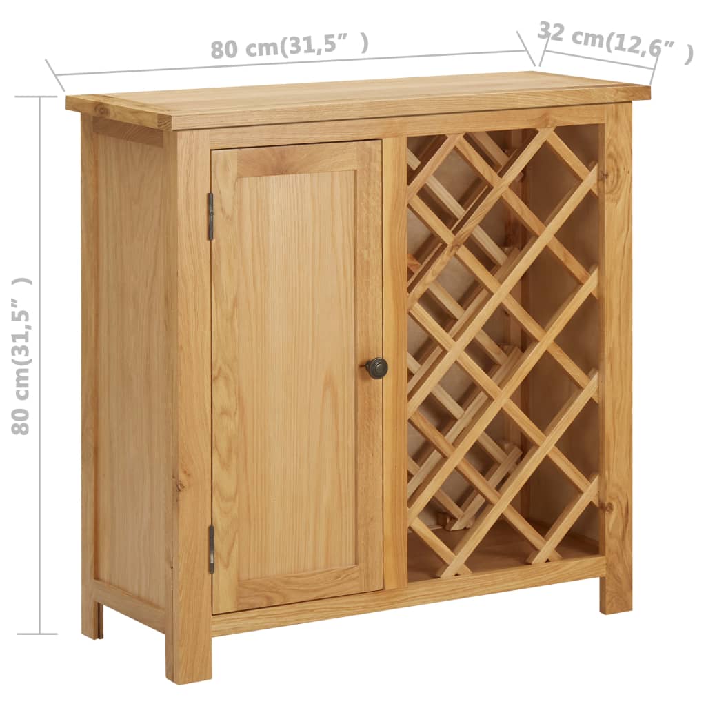 Wine Cabinet for 11 Bottles 80x32x80 cm Solid Oak Wood - OLBRIT