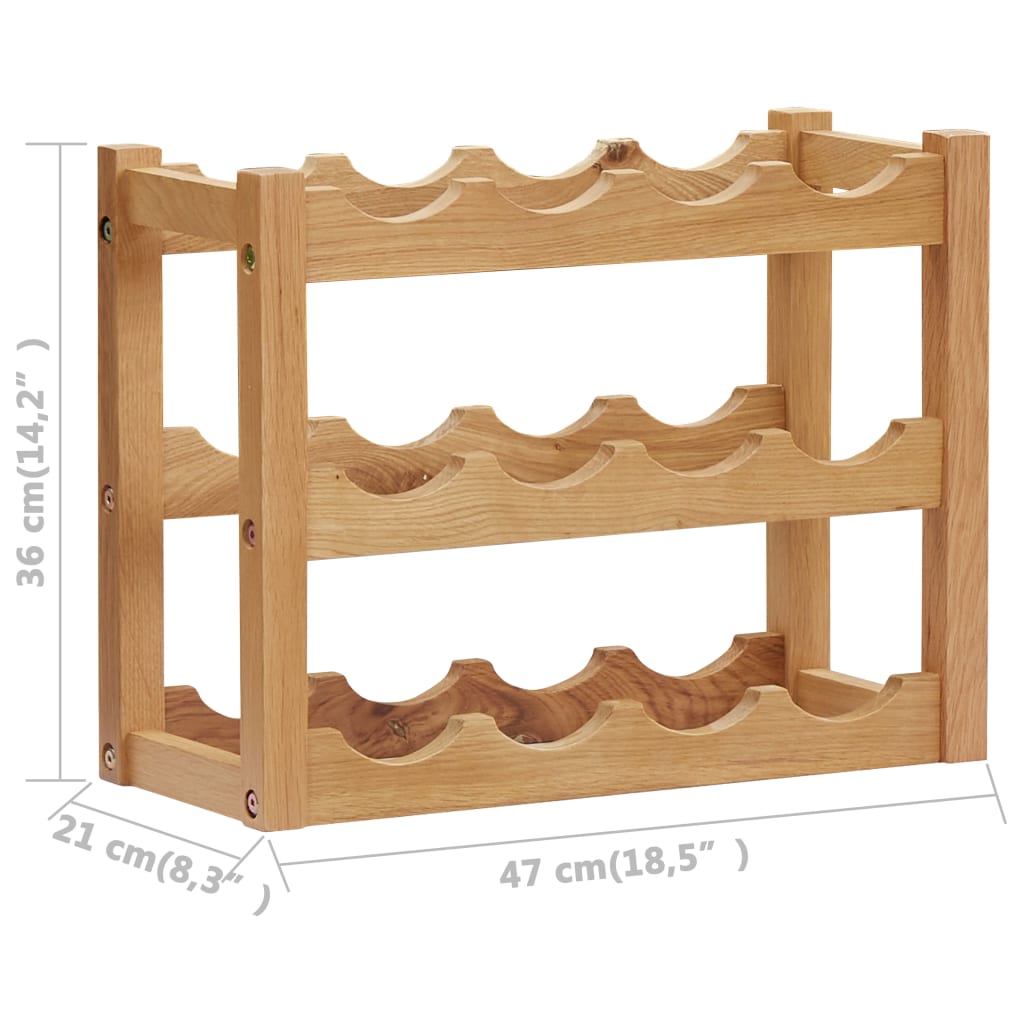Wine Rack for 12 Bottles 47x21x36 cm Solid Oak Wood - OLBRIT
