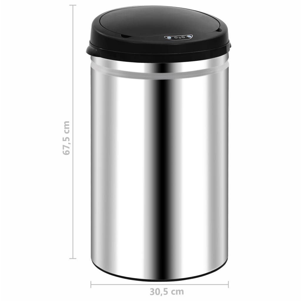 Automatic Sensor Dustbin 40 L Stainless Steel - OLBRIT