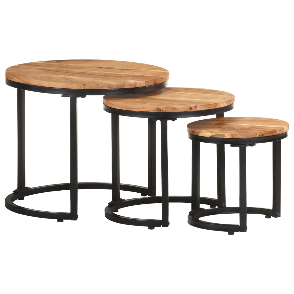 Side Tables 3 pcs Solid Acacia Wood - OLBRIT