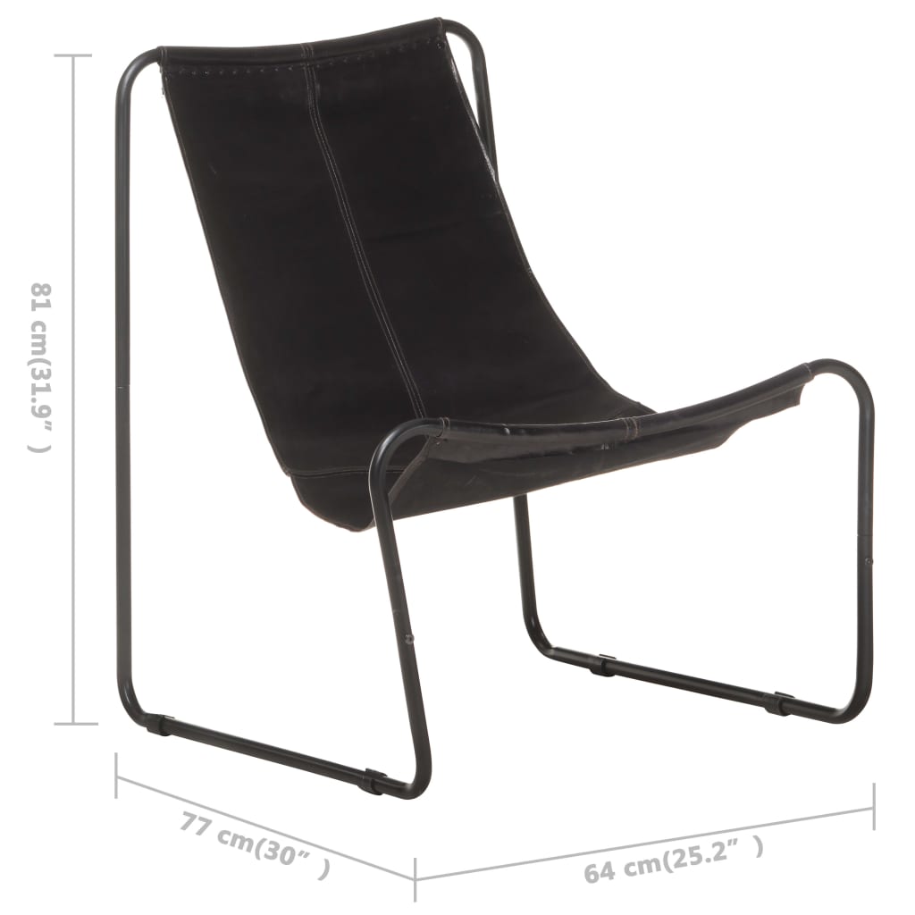 Relaxing Chair Black Real Leather - OLBRIT