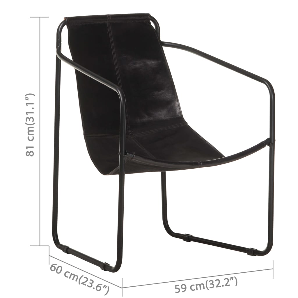 Relaxing Armchair Black Real Leather - OLBRIT