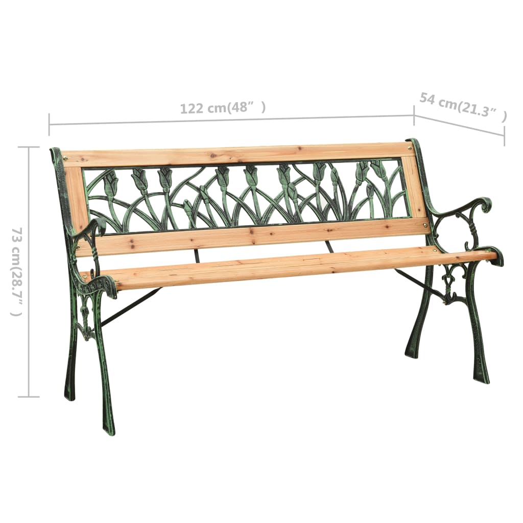 Garden Bench 122 cm Cast Iron and Solid Firwood - OLBRIT