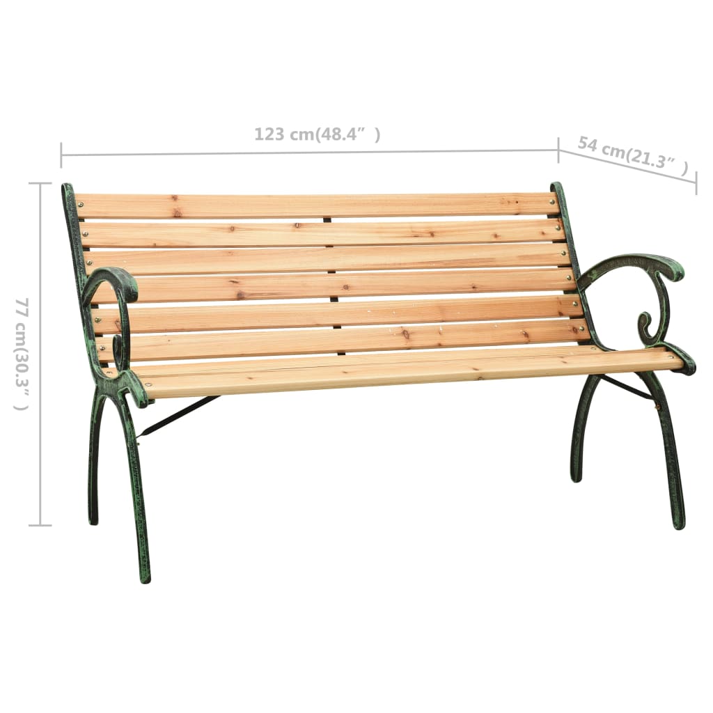 Garden Bench 123 cm Cast Iron and Solid Firwood - OLBRIT
