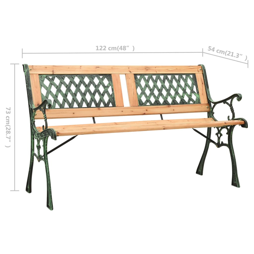 Garden Bench 122 cm Cast Iron and Solid Firwood - OLBRIT
