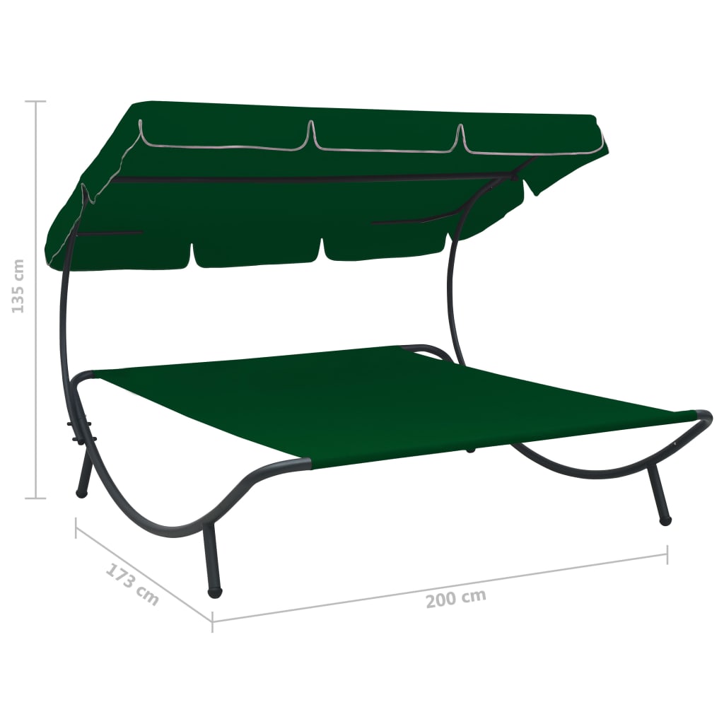 Outdoor Lounge Bed with Canopy Green - OLBRIT