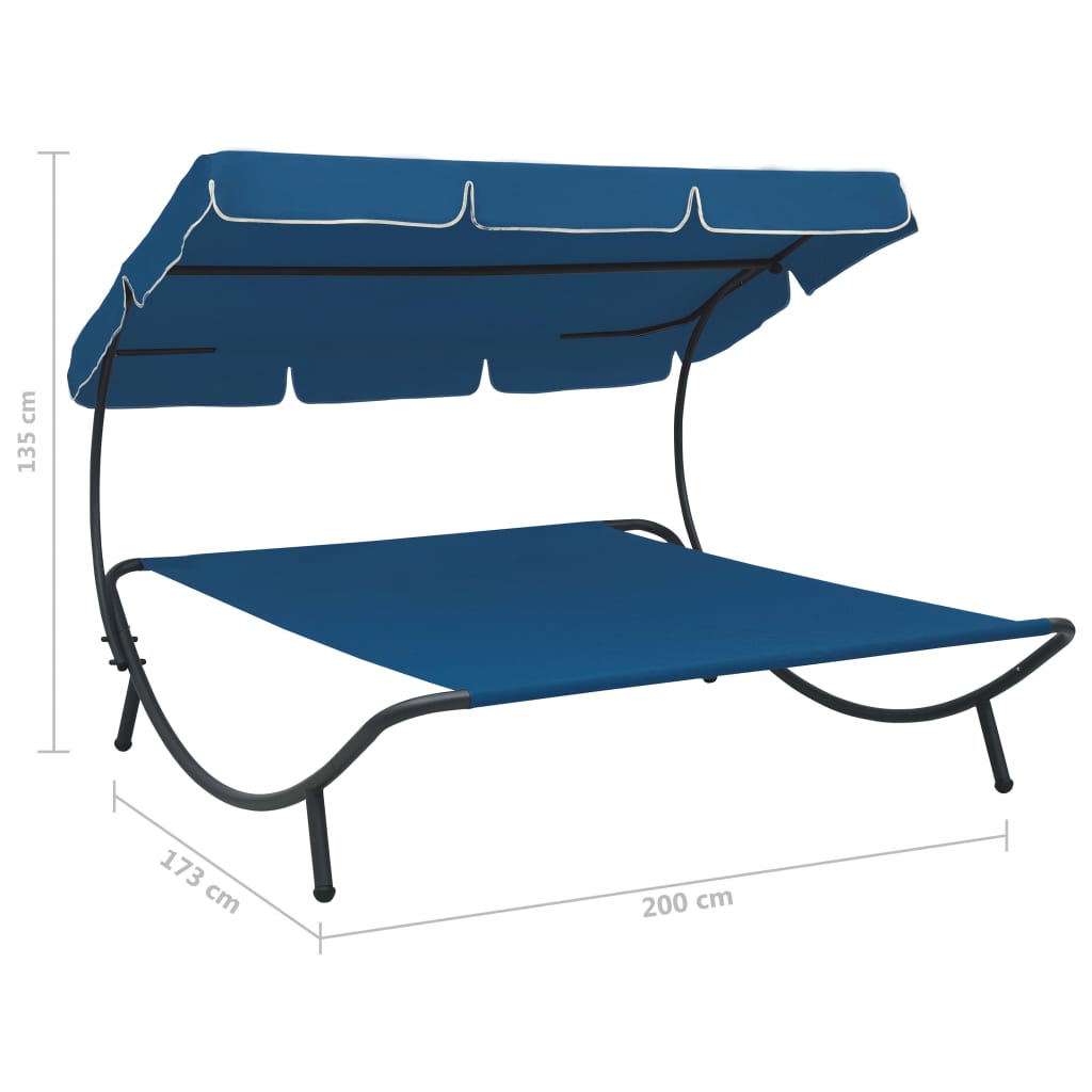 Outdoor Lounge Bed with Canopy Blue - OLBRIT