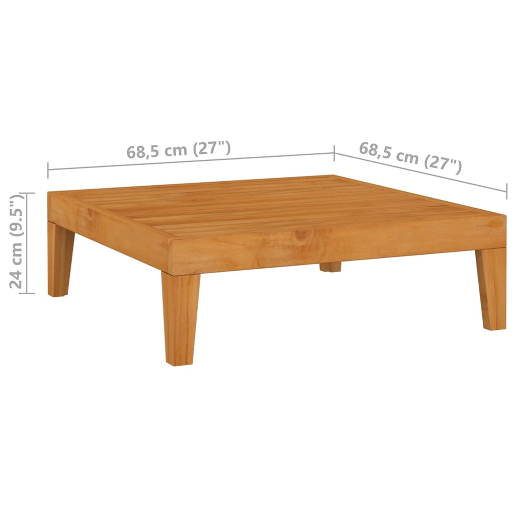 Solid Acacia Wood Garden Table 68.5x68.5x24 cm - OLBRIT