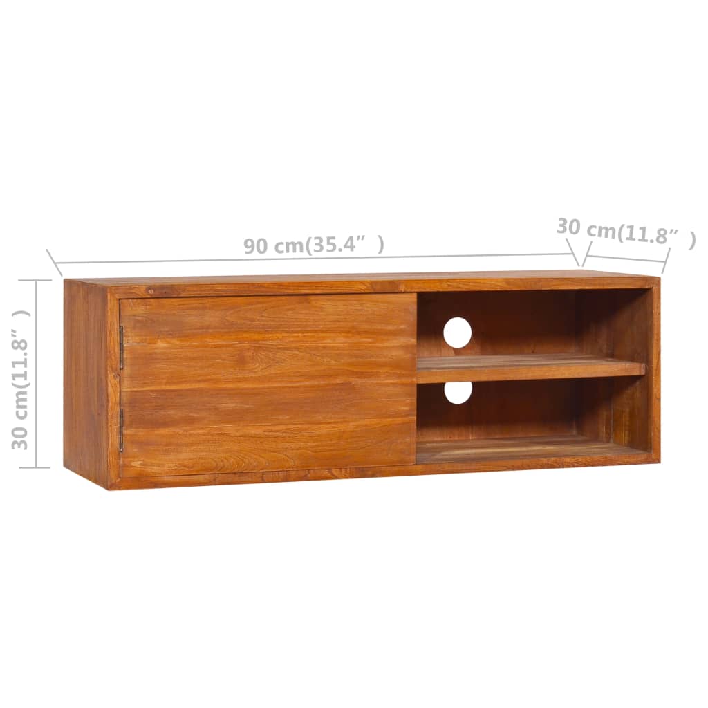 Wall-mounted TV Cabinet 180x30x30 cm Solid Teak Wood - OLBRIT