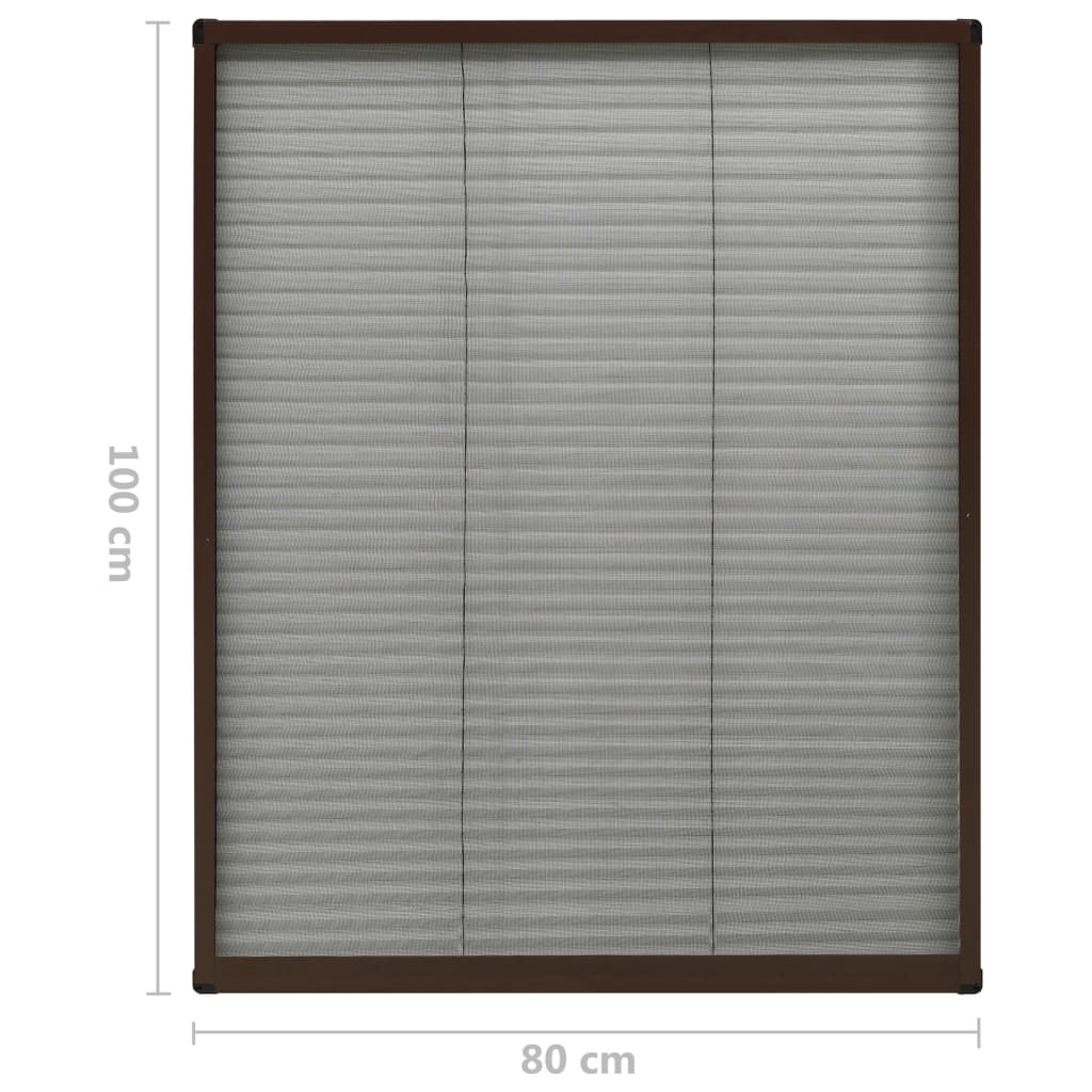 Plisse Insect Screen for Windows Aluminium Brown 80x100 cm - OLBRIT