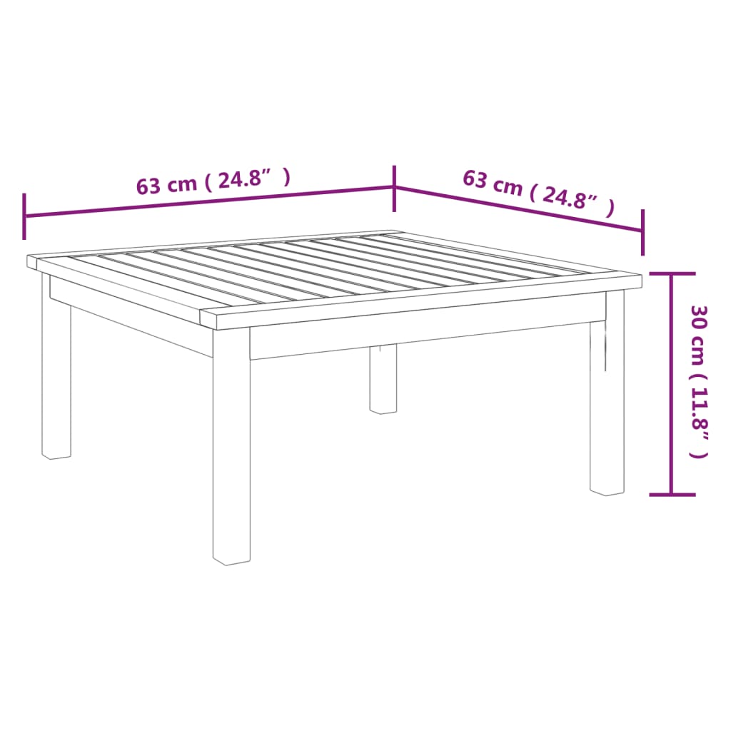 Garden Lounge Table 63x63x30 cm Solid Acacia Wood - OLBRIT