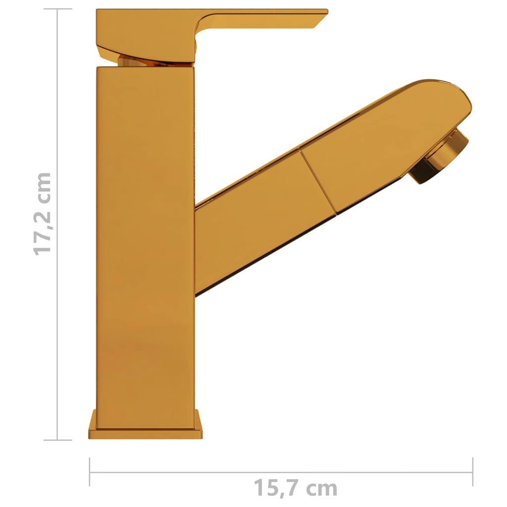 Bathroom Basin Faucet with Pull-out Function Gold 157x172 mm - OLBRIT
