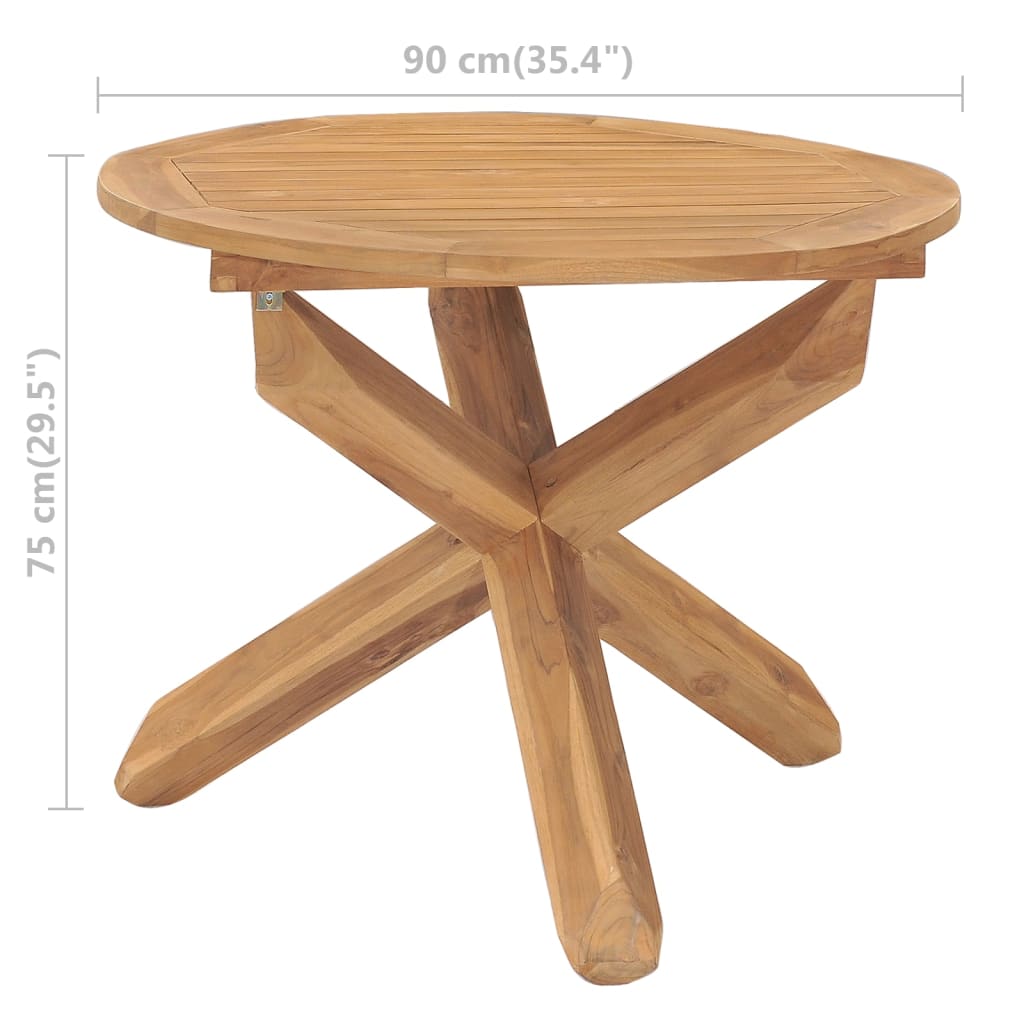 Garden Dining Table Ø90x75 cm Solid Teak Wood - OLBRIT