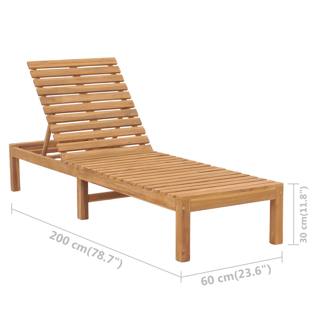 Sun Lounger Solid Teak Wood - OLBRIT