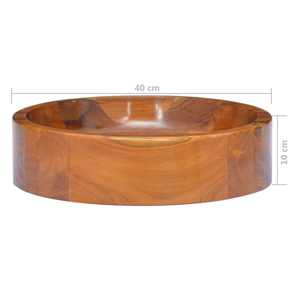 Basin Solid Teak Wood Φ40x10 cm - OLBRIT